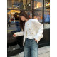 Halo Luu French girl white small fragrance jacket for women's spring high-end design wool knitted top