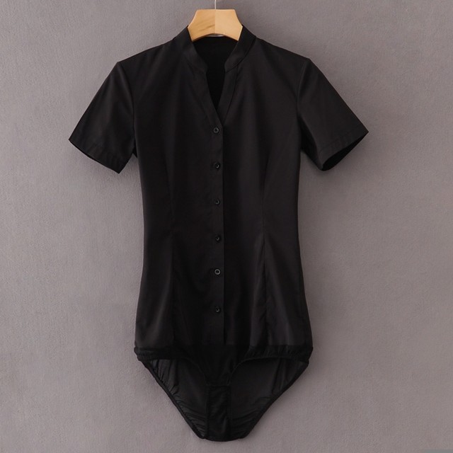 Long -sleeved V stand -necklace shirt Female white slim pants and shirt Occupation work installation of South Airlines fabric OL
