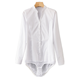 Long -sleeved V stand -necklace shirt Female white slim pants and shirt Occupation work installation of South Airlines fabric OL
