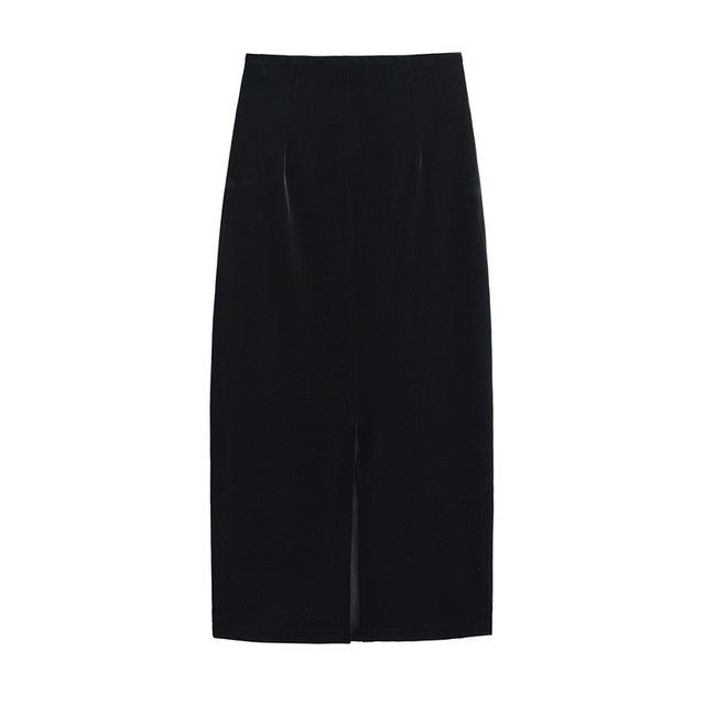 High-waisted slim straight skirt for women with long autumn and winter new style versatile black rear slit one-step hip-wrap skirt