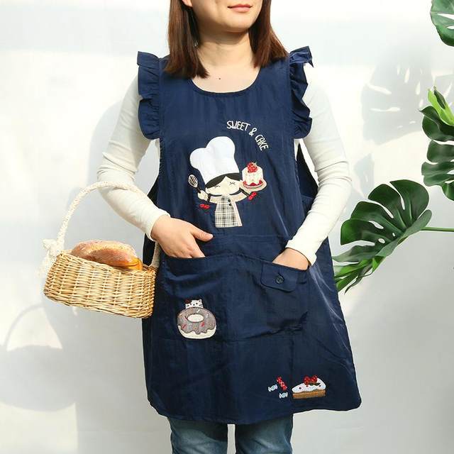 Gardening princess style oil-proof cartoon kitchen back-wearing coat baking floral painting work clothes sleeveless apron
