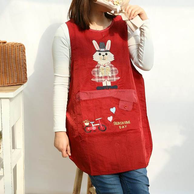 Gardening princess style oil-proof cartoon kitchen back-wearing coat baking floral painting work clothes sleeveless apron