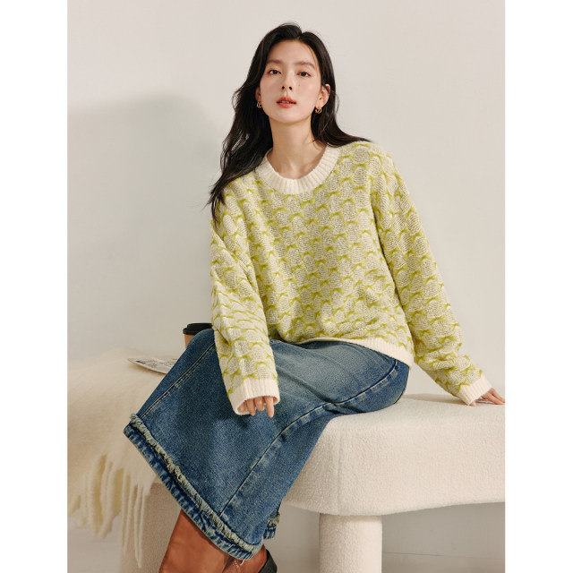 Inman retro slit grinding denim skirt 2024 winter women's new high-waisted slim A-line long skirt