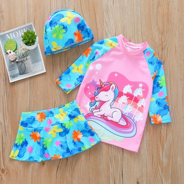 
Cute Yugui Dog Children's Swimsuit Girls Quick-drying Sunscreen Skirt Split Boxer Hot Spring Beach Swimsuit