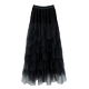 Liban LL668 irregular multi-layer mesh mid-length skirt for women in spring and autumn commuting black skirt soft cake skirt
