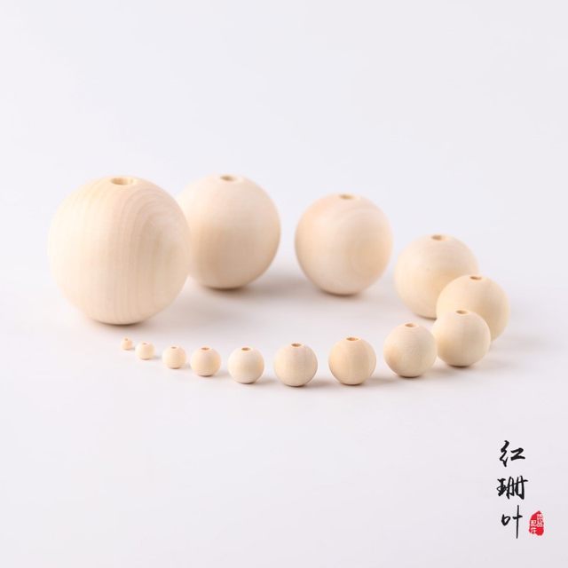 Log color wooden beads, wooden loose beads, Buddhist beads, DIY jewelry accessories, lotus wood round balls, straight hole beads