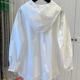 European station splicing fashionable hooded lace hem long sleeve lace shirt women's shirt fashionable loose white jacket
