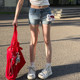 Senwoo girl tribal hot girl style personality low waist design shorts summer new slim fit A-line jeans for women