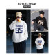 Metersbonwe sweater men's college casual, comfortable and versatile loose long-sleeved large pattern round neck sweater top