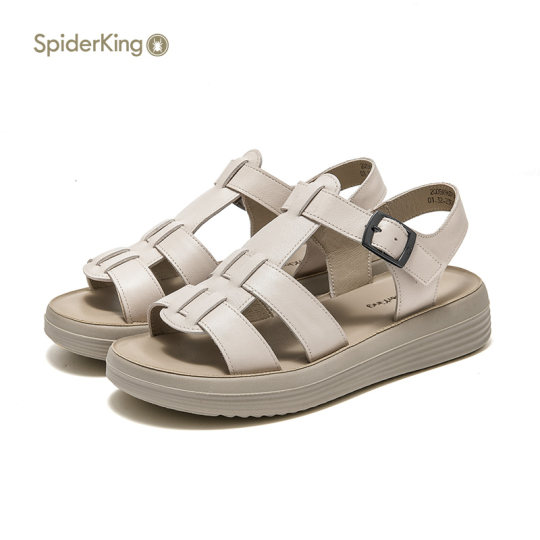 Spider King Women's Shoes Official Flagship Store 2025 Authentic Summer New Product Genuine Leather Hollow Open-toed Roman Sandals