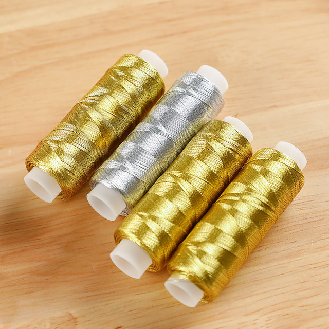 Embroidered fine thread cross stitch with color sewing machine weaving flash silk fine handmade computer embroidery line bright silver gold thread
