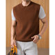 Winter round neck loose sleeveless vest wool blend jacquard solid color casual young men sweater knitted sweater hive