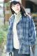 Sousou purchases Japanese Kyoto women's double-breasted wool coat with curved sleeves wide sleeves short style blue brown