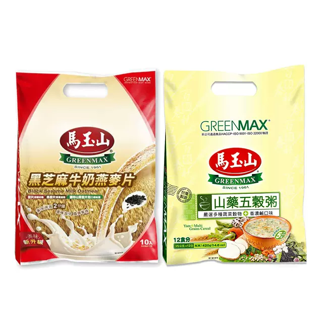 中国台湾马玉山山药五谷粥4g 黑芝麻牛奶燕麦片300g 优质原料