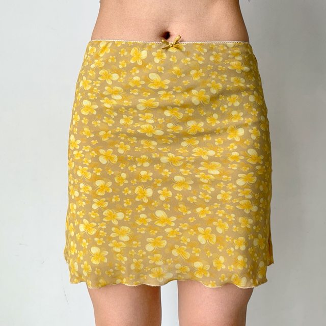 
Go Girl Go Homemade American Retro Yellow Butterfly Print Short Skirt for Women in Summer A-line Skirt