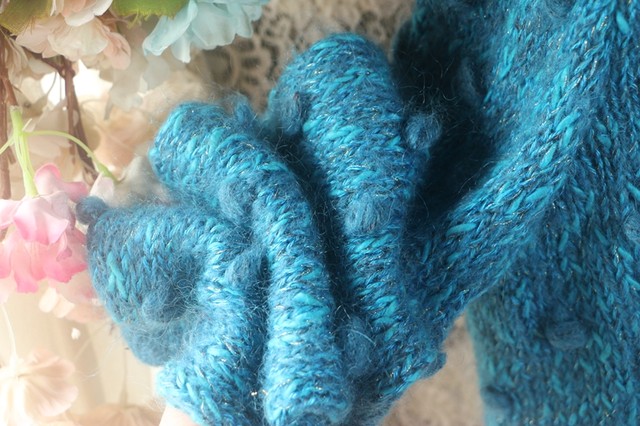 New product blue cardigan wild jacket Pure girl model pure horse -sea hair
