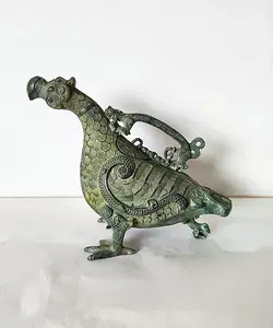H30219】中国美術青銅鳥尊梟尊青銅器酒器古銅古玩唐物-