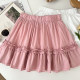 Sweet and versatile lace-up bow high waist slim fungus ruffled skirt anti-exposure short skirt cake skirt women