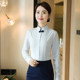 White short-sleeved shirt women's design stand-up collar shirt hotel front desk work clothes professional clothing ethnic style top plus velvet