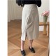 New summer style, Hong Kong style asymmetrical mid-high waist mid-skirt hip skirt skirt slit 0.27KG