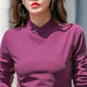 Half turtleneck long-sleeved T-shirt for women, plus size, slim fit, warm and velvet grandma autumn clothes, middle-aged mother's bottoming shirt