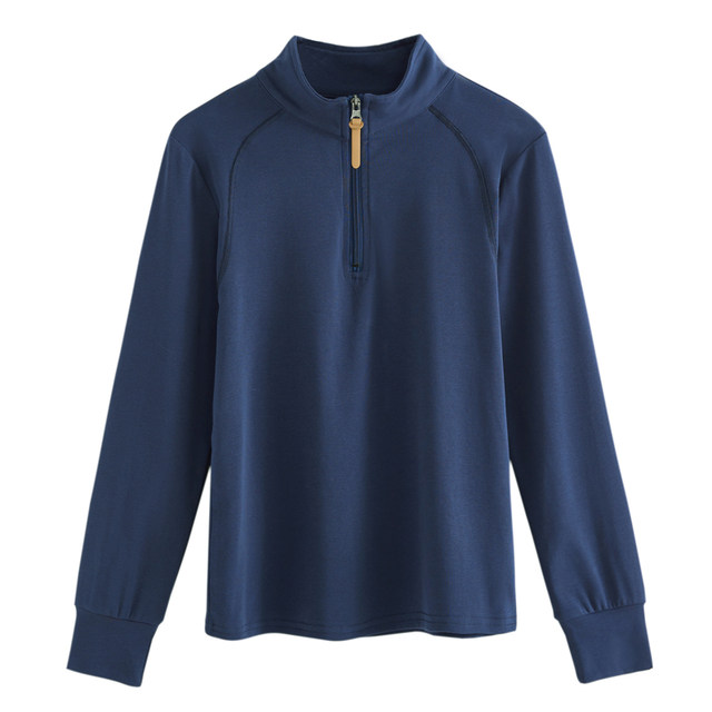 Zippered half high neck pure cotton long sleeve T-shirt for women with large size slim spring and autumn top middle-aged and elderly mothers base shirt