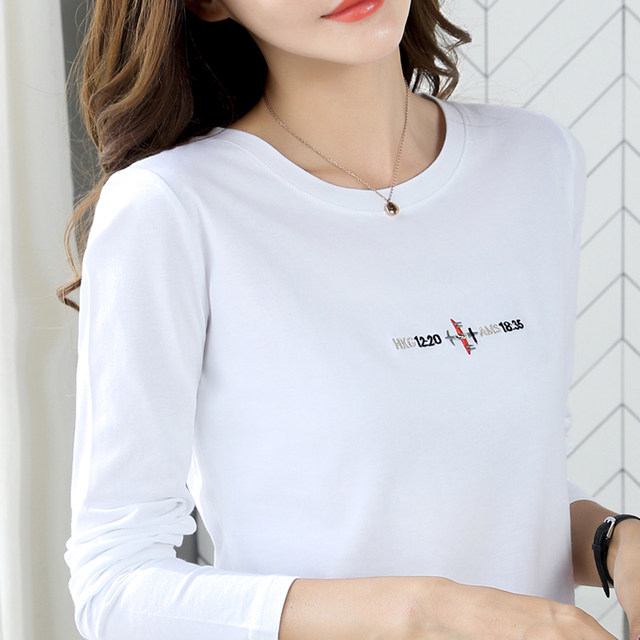 Spring and Autumn pure cotton long-sleeved T-shirt women's large size loose grandma top elderly middle-aged mother cotton bottoming shirt T-shirt