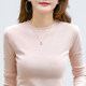 Small round neck pure cotton long sleeve T-shirt for women with large size versatile inner wear mother-in-law and grandma autumn clothes middle-aged mother base shirt