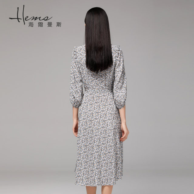Haiermans Summer Silk Flower Waist Dress Dress Mulberry Silk Litto Large Sleeping Sleeping Women's Skirt Tea Back Skirt