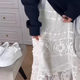 Women's 2025 Spring New French Solid Color Hook-Flower Hollow Long Skirt Loose and versatile age-reducing high-waisted skirt