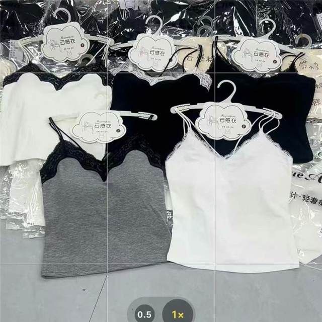8503 pure cotton suspender contrast lace lace for women spring and summer self-contained chest pad cross beautiful back inner and outer V-neck clothing
