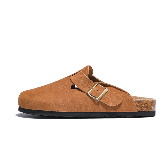 Official authentic Birkenstock shoes Baotou half-slip men's and women's shoes 2025 new winter genuine leather cork thick-soled casual slippers