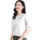 Pure cotton 70-quarter sleeve T-shirt women's top 2025 new summer hot high-end women's white mid-sleeved T-shirt