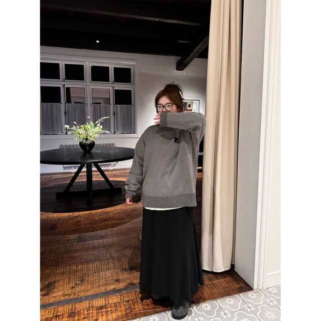 Laozhang and Fat Pongkiki wild fishtail skirt large size half body long skirt winter warm versatile thin skirt
