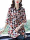 Polka dot chiffon shirt for women mid-length shirt for summer quarter sleeve top fashionable loose large size mother dress shirt