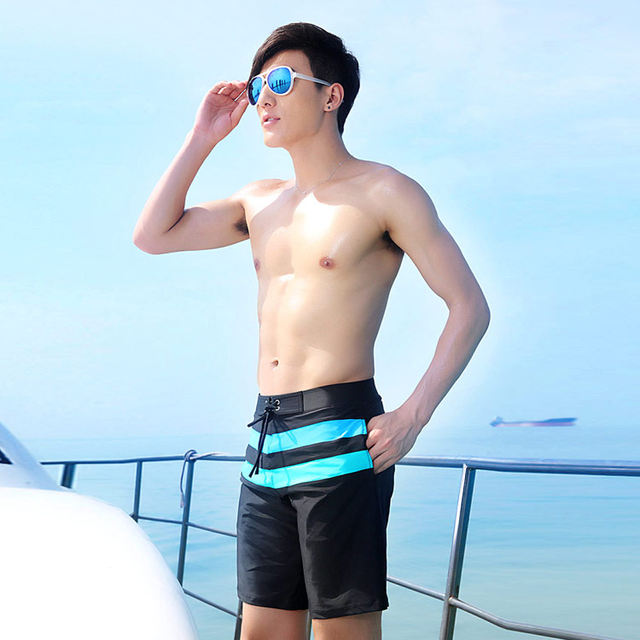 Sanqi swimsuit men's swimming trunks men's flat corner five-point hot spring large size swimming trunk suit couple beach pants men's loose