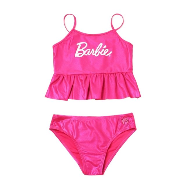 European and American original single girls bikini fashion Barbie pink princess children's split swimsuit cute fine glitter girl swimsuit