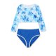 Export new children's long-sleeved split swimsuit fashionable sun protection girl triangle swimsuit cute big children's swimsuit with breast pad