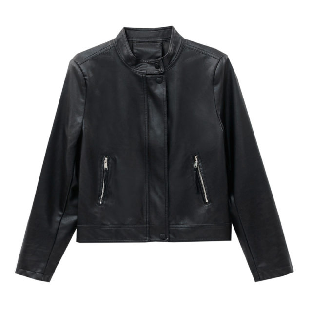 2025 new motorcycle leather jacket for women cool style stand collar short wallet sheepskin leather XP JK3963