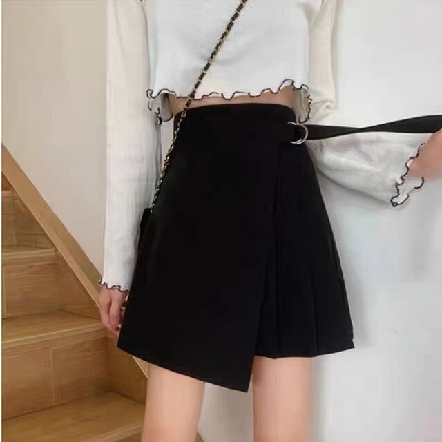 Large size fat sister high -waist pleated skirt female spring and autumn and winter new models thin and anti -free light skirt A -line skirt
