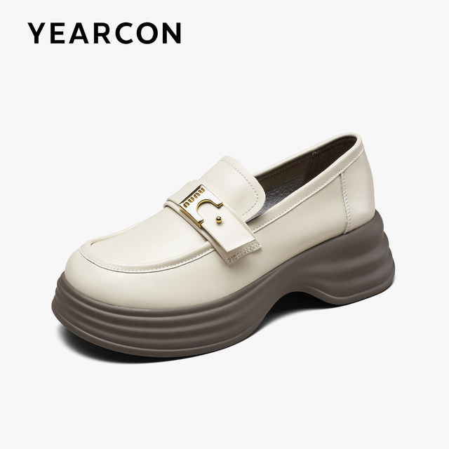 Yier Conleeves Women's 2025 Spring New Black British Style Retro Women's Small Leather Shoes Thick Sole Single Shoes Women
