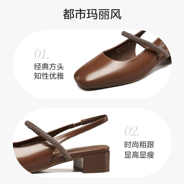 Yierkang Baotou Sandals for Women 2025 Spring and Summer New Women's Shoes French Thick Heels Mary Zhen High Heels Single Shoes Women