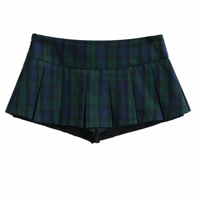Plaid anti-exposure pleated skirt for women in spring and autumn American hot girls short skirt sports style skirt low waist a-line skirt