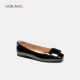 Aokang women's shoes 2025 spring shallow mouth single shoes elegant small square toe commuting shoes fashionable flat shoes