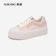 Aokang Women's Shoes Spring and Autumn Shallow Mouth Casual Shoes Thick Heels Increased Size