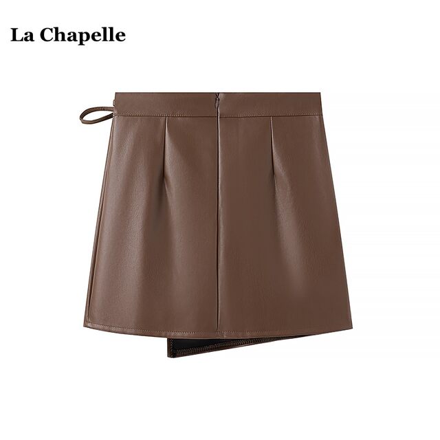 La Chapelle/La Chapelle autumn new style a-line hip skirt women's lace skirt pu short skirt