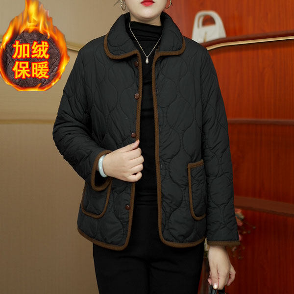 Mother's lapel cotton coat, new winter style, velvet, thickening, noble cotton coat, middle-aged and elderly women's large size cotton coat