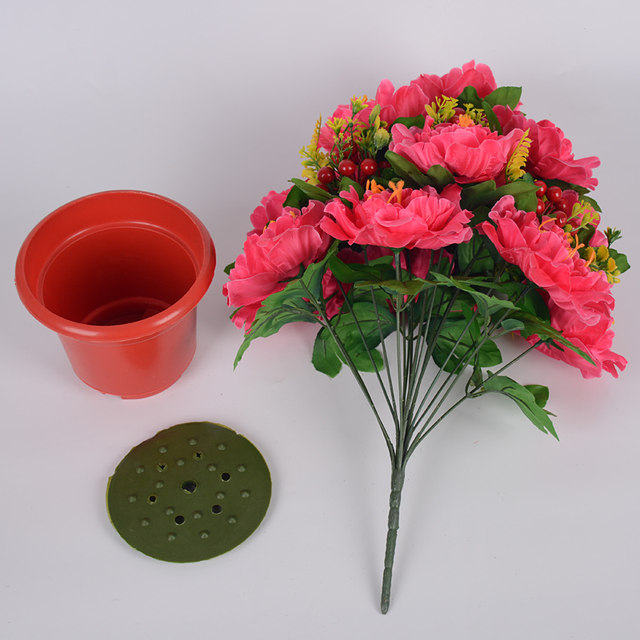 Simulated peonies garden decoration peonies fake flowers restaurant home coffee table offering Buddha display silk flowers plastic flower pots