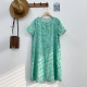 Porcelain pure cotton floral mid-length top double-layer impervious literary retro print loose single-wearing dress