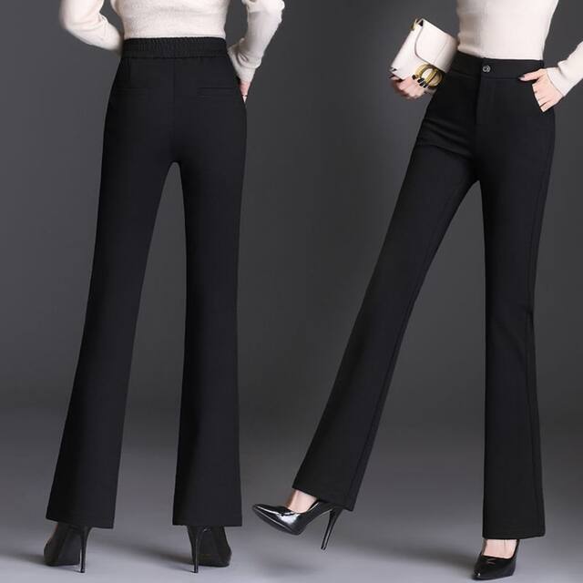 New spring and autumn style slim high waist and slightly flared trousers for women's trousers stretch large size straight bell-bottom trousers professional suit pants